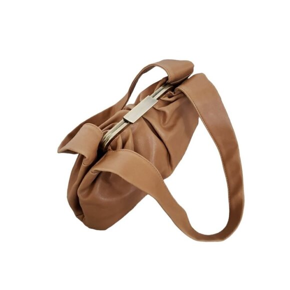 Aldo Y2K Beige Slouchy Ruched Top Shoulder Pouch Mini Bag - Picture 2 of 13